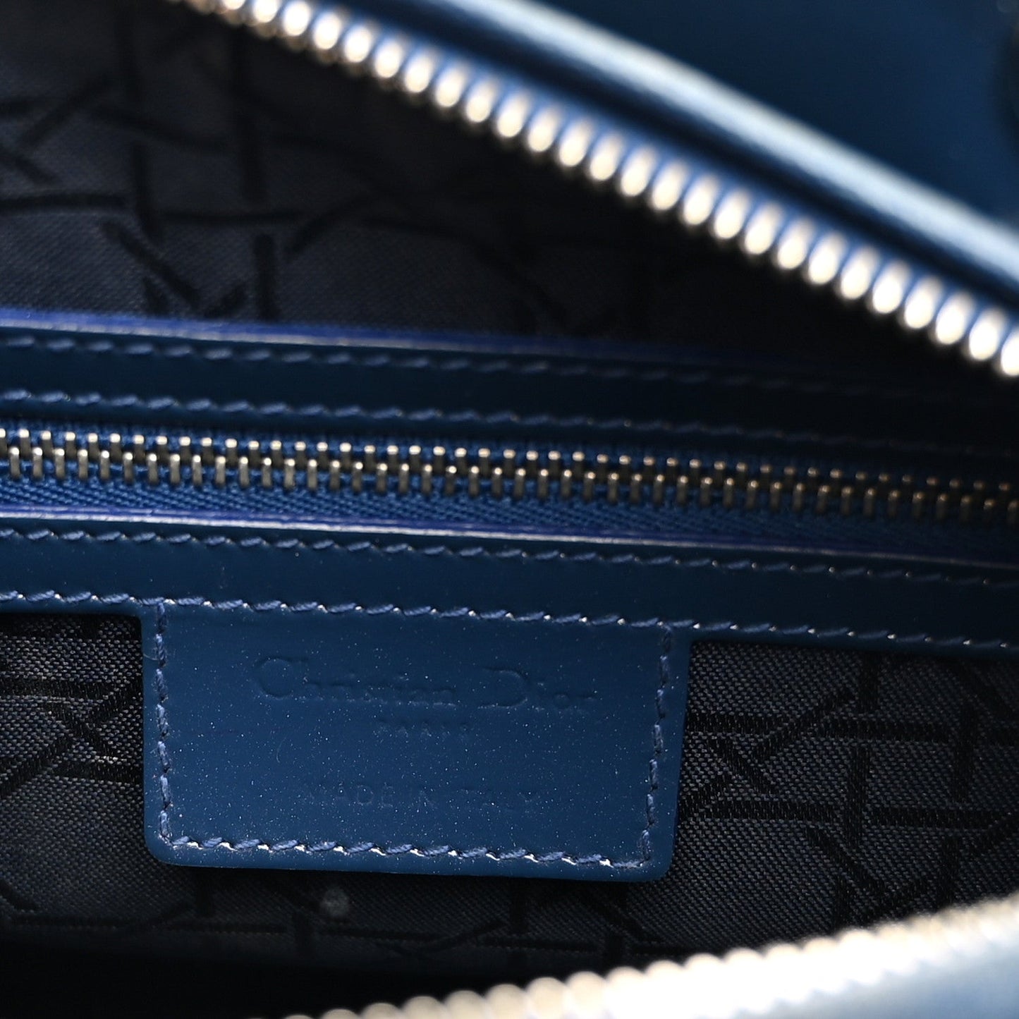 Patent Cannage Medium Lady Dior Blue