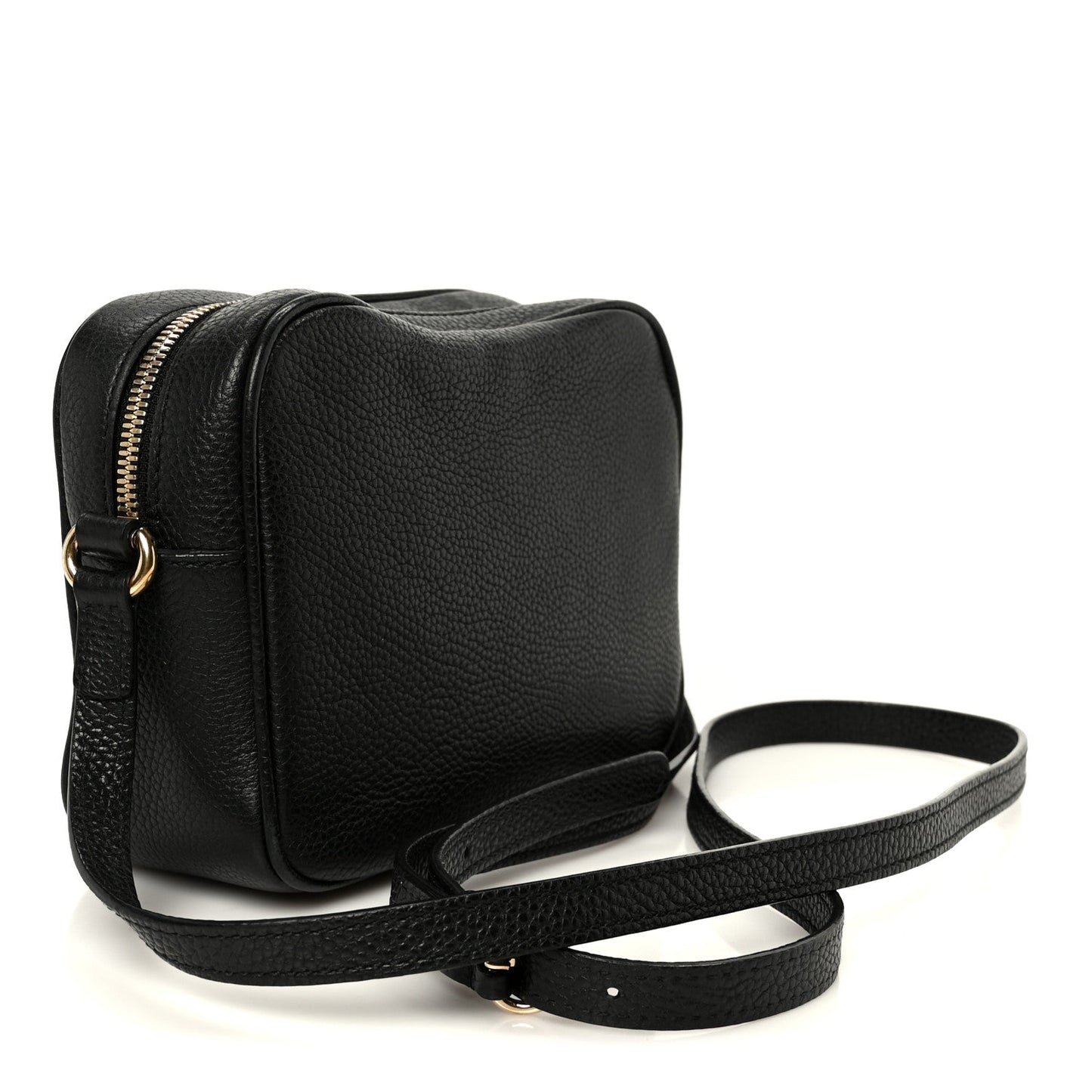 Pebbled Calfskin Small Soho Disco Bag Black
