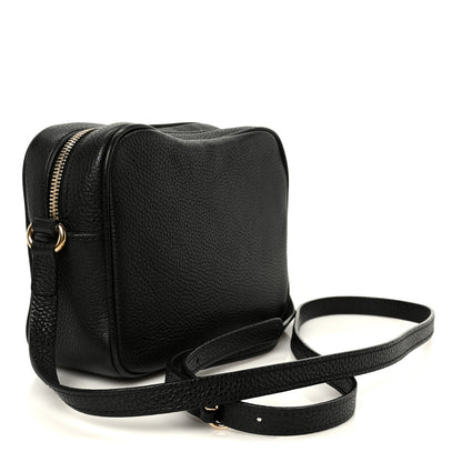 Pebbled Calfskin Small Soho Disco Bag Black