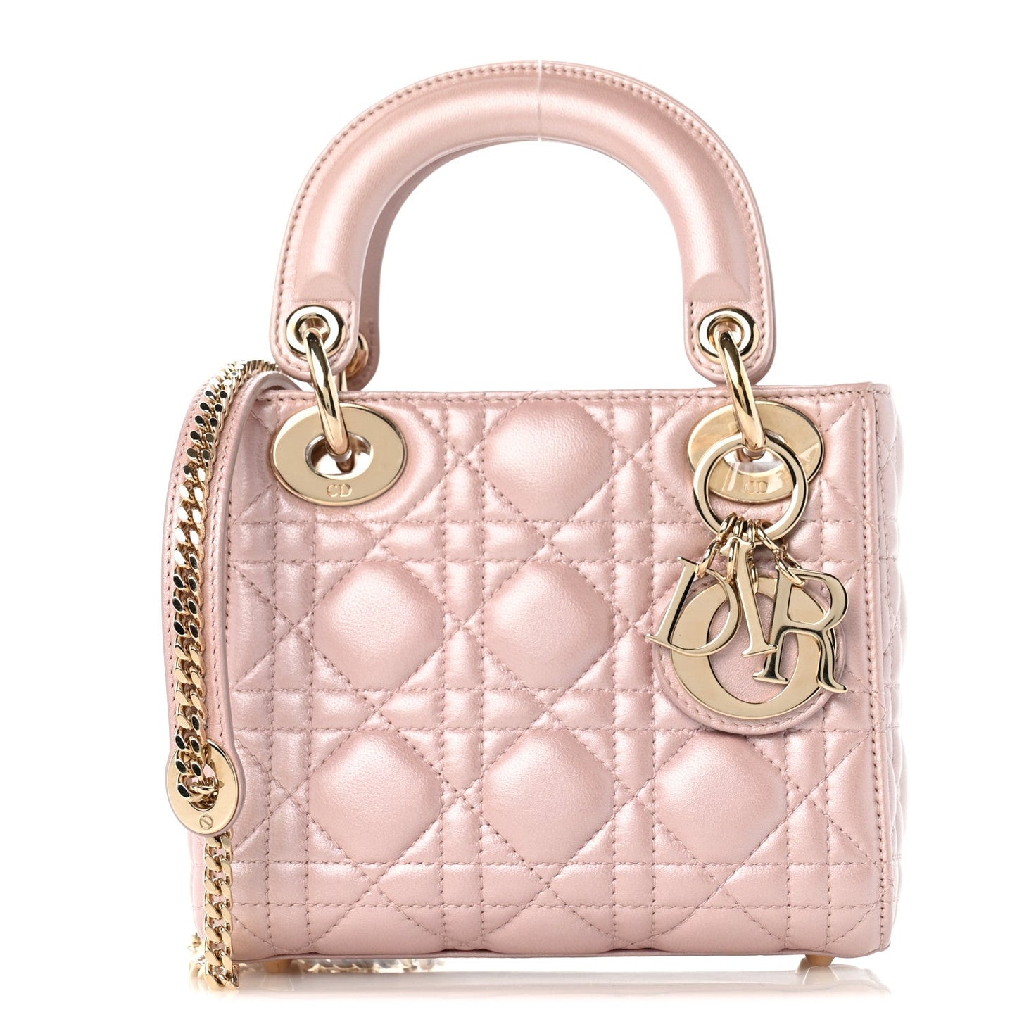 Metallic Lambskin Cannage Mini Lady Dior Lotus