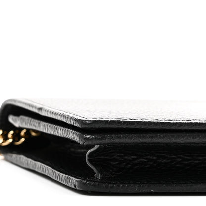 Calfskin Mini GG Marmont Chain Wallet Black