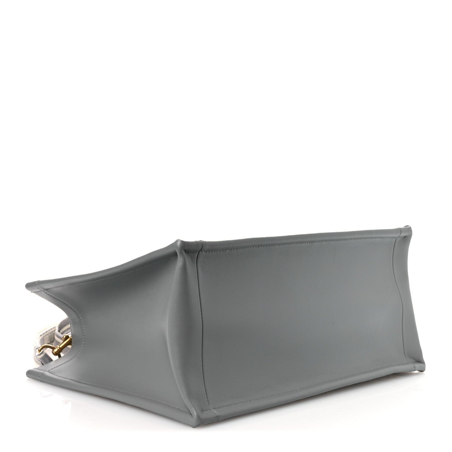 Oblique Chambray Calfskin Medium Book Tote With Strap Grey Latte
