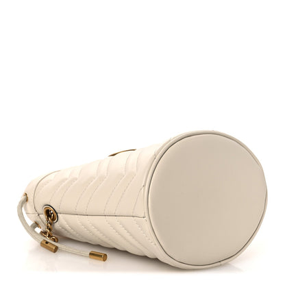 Calfskin Matelasse Mini GG Marmont 2.0 Bucket Bag White