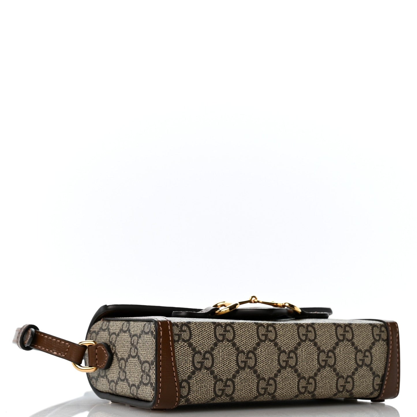 GG Supreme Monogram Mini Horsebit 1955 Shoulder Bag Beige Brown Sugar