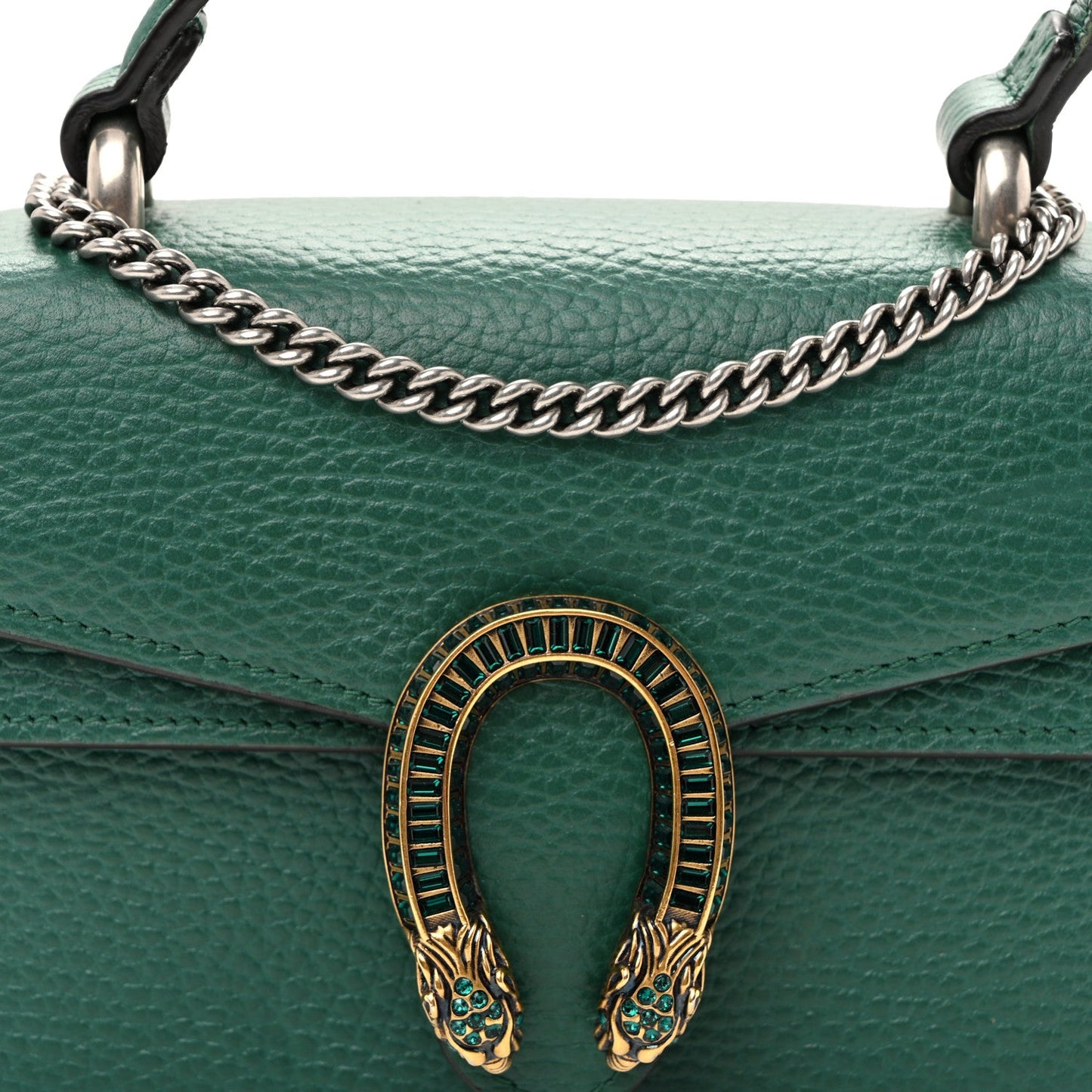 Dollar Calfskin Crystal Mini Dionysus Top Handle Bag Emerald