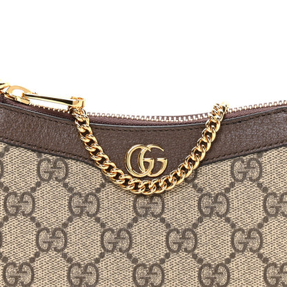GG Supreme Monogram Textured Dollar Calfskin Mini Ophidia Chain Bag Beige Ebony