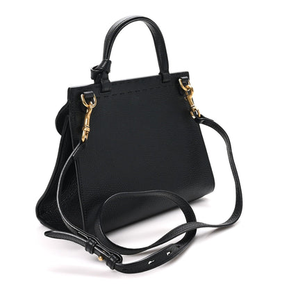 Calfskin Small GG Marmont Top Handle Bag Black