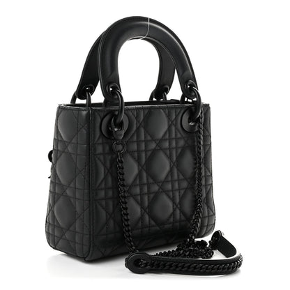 Ultra Matte Calfskin Cannage Mini Lady Dior Black