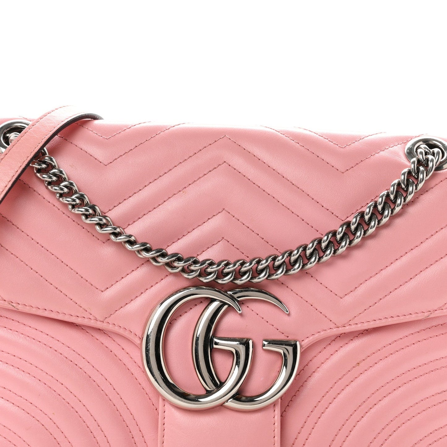 Calfskin Matelasse Medium GG Marmont Shoulder Bag Wild Rose