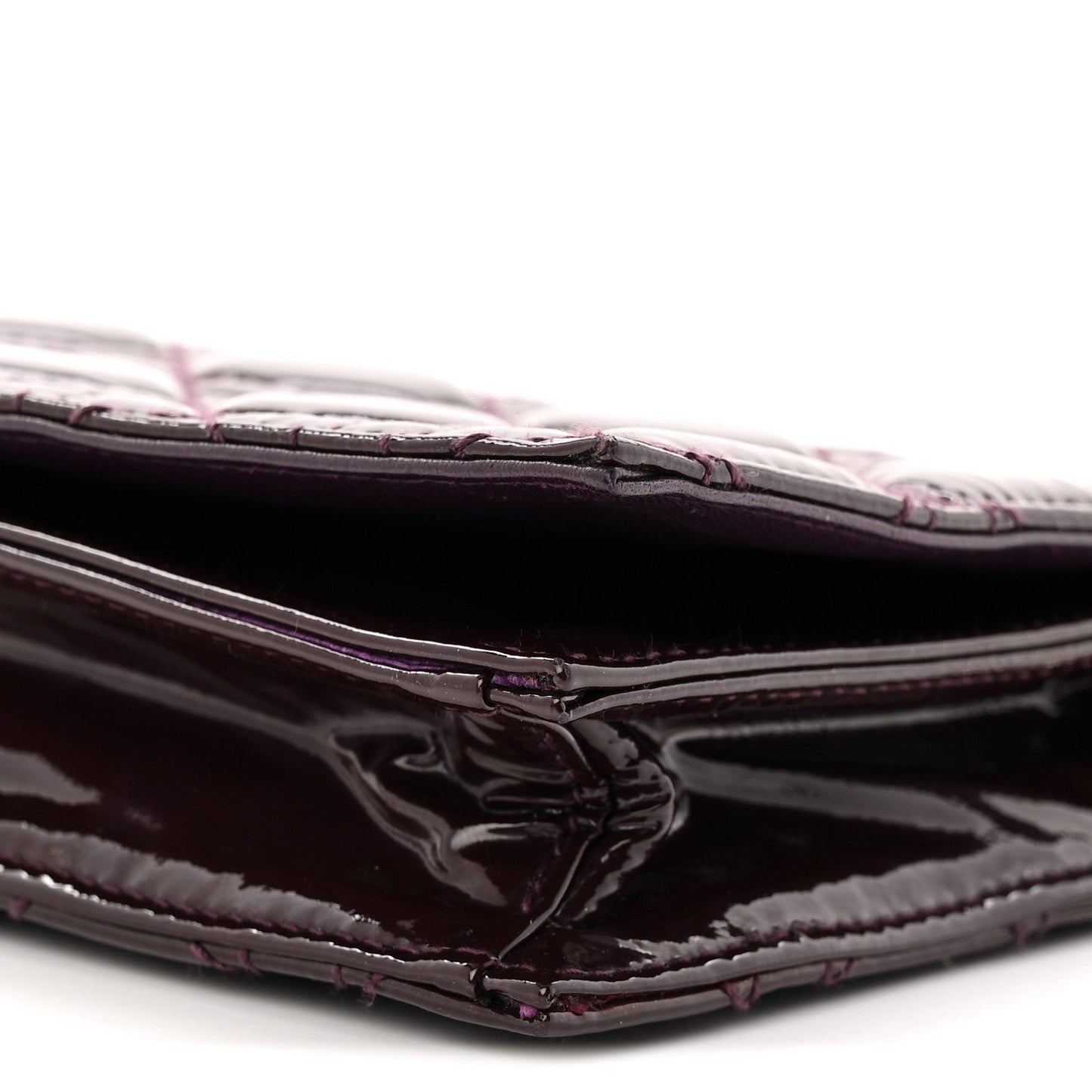Patent Cannage Lady Dior Chain Wallet Purple