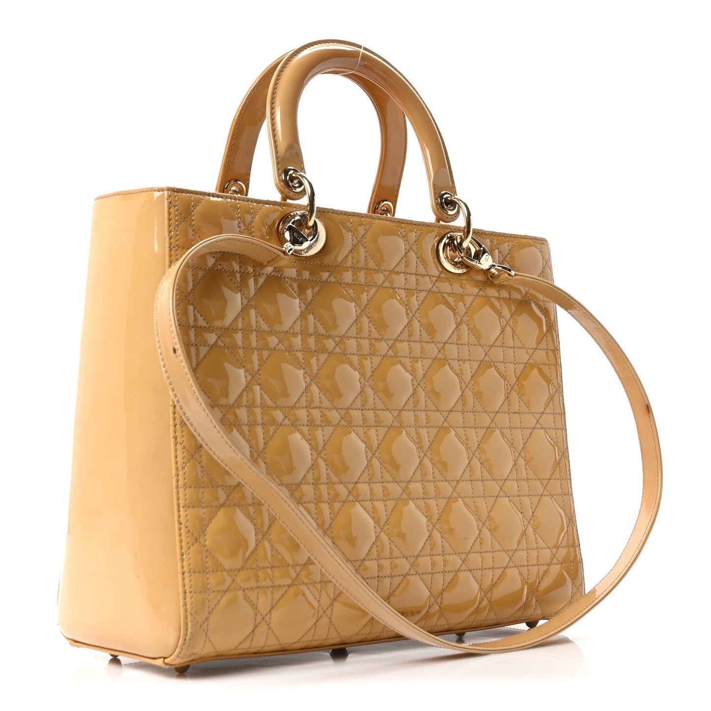 Patent Cannage Large Lady Dior Beige