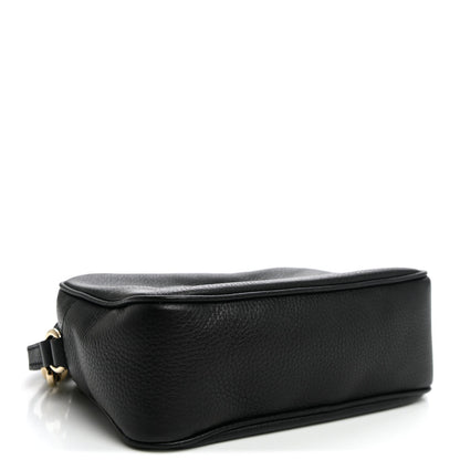 Pebbled Calfskin Small Soho Disco Bag Black