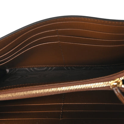 GG Supreme Monogram Azalea Calfskin Web Jackie 1961 Chain Wallet Beige Ebony Brown Sugar