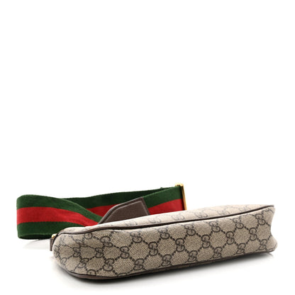 GG Supreme Monogram Textured Dollar Calfskin Web Small Ophidia GG Handbag Beige Ebony New Acero