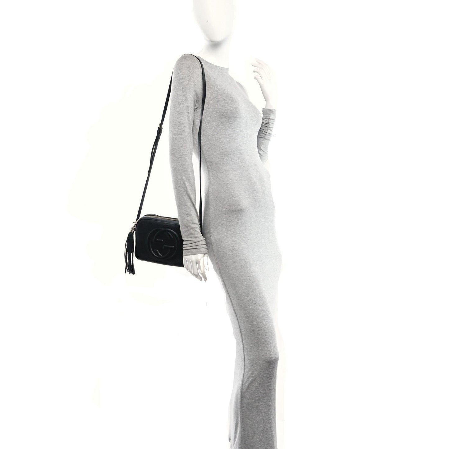 Pebbled Calfskin Small Soho Disco Bag Black