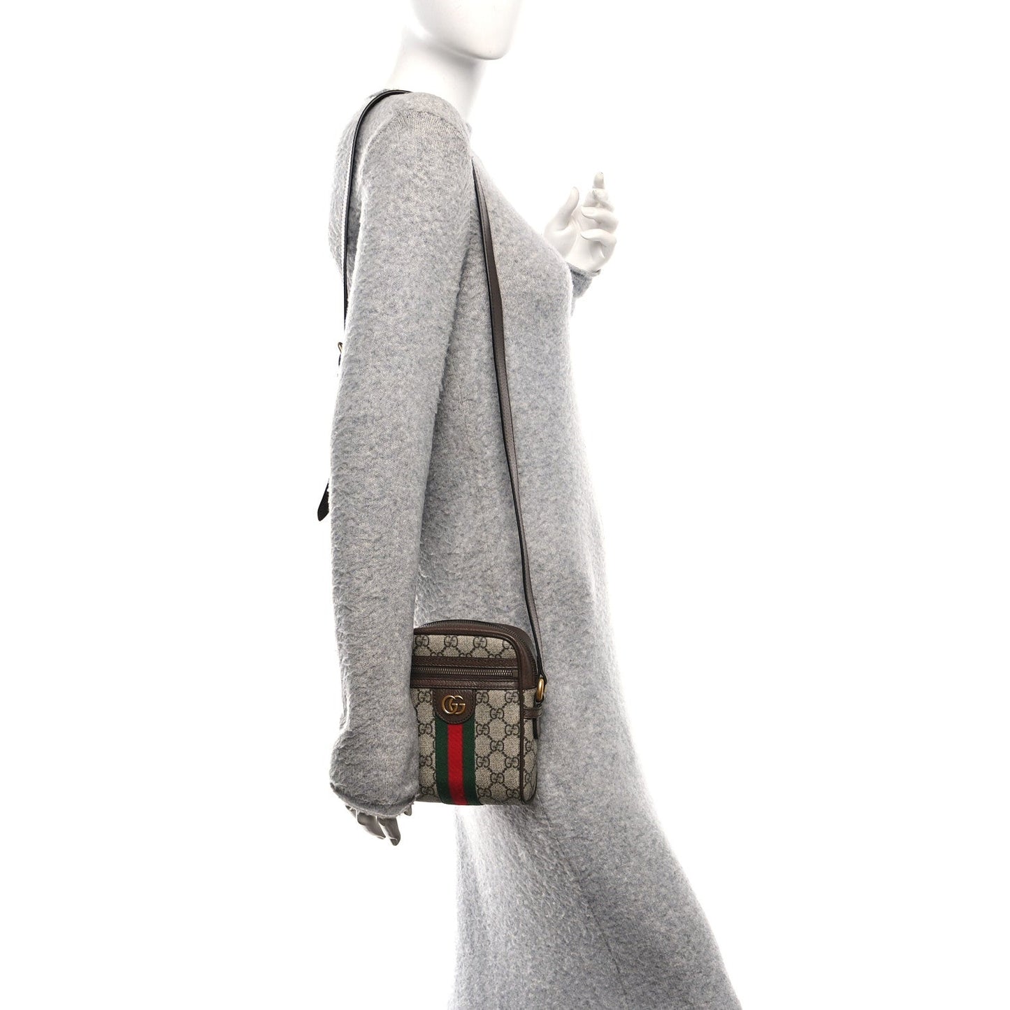 GG Supreme Monogram Web Mini Ophidia Messenger Brown