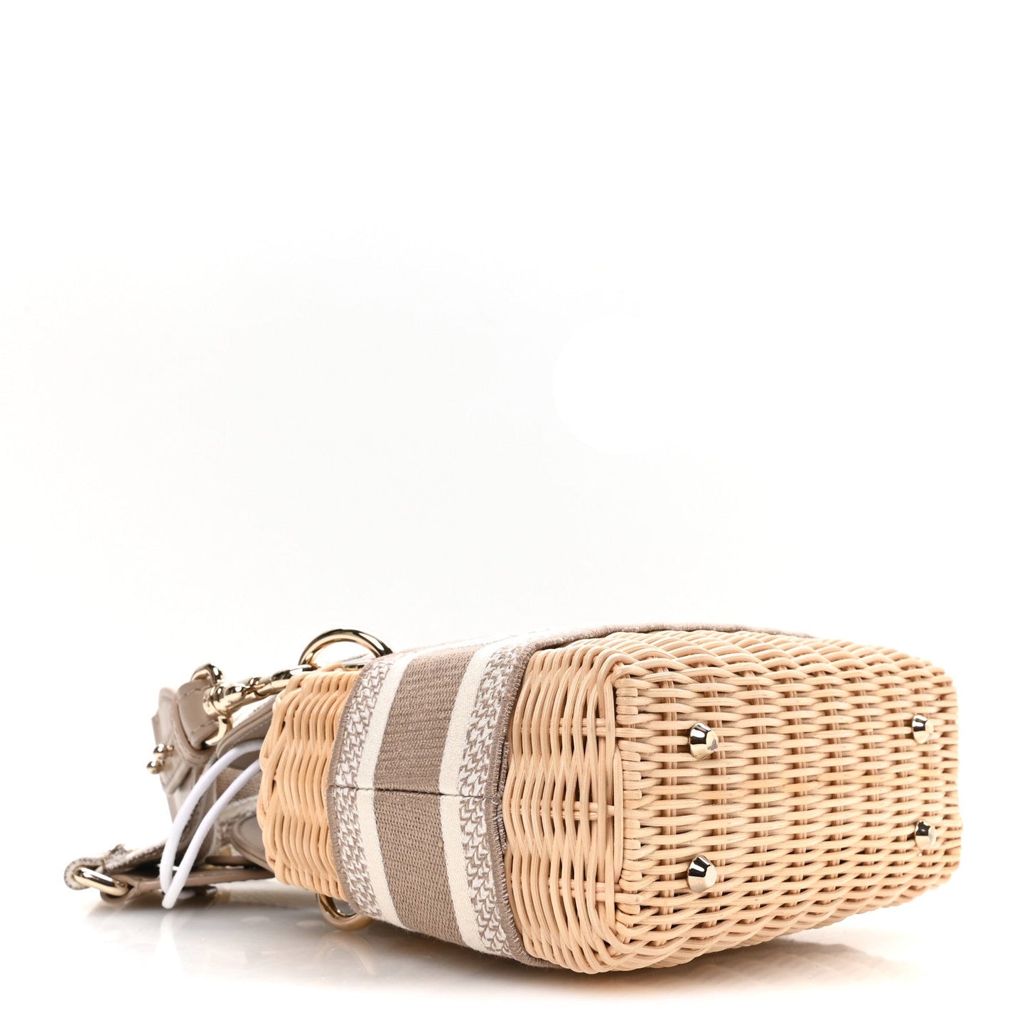 Wicker Oblique Mini Lady Dior Bag Beige