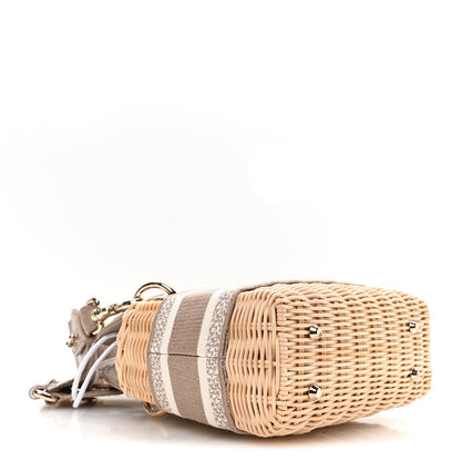 Wicker Oblique Mini Lady Dior Bag Beige