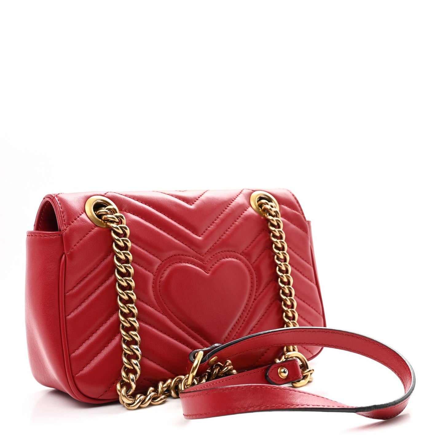 Calfskin Matelasse Mini GG Marmont Shoulder Bag Hibiscus Red