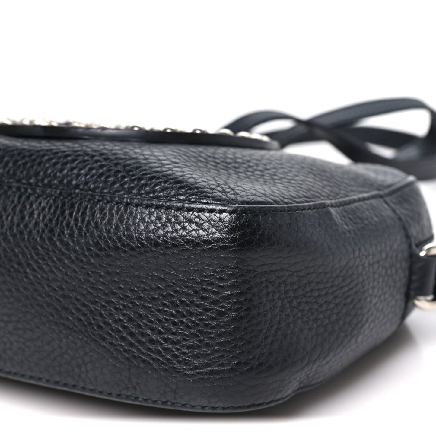 Pebbled Calfskin Studded Small Soho Disco Bag Black