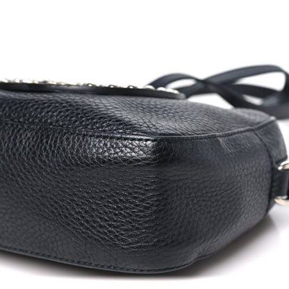 Pebbled Calfskin Studded Small Soho Disco Bag Black
