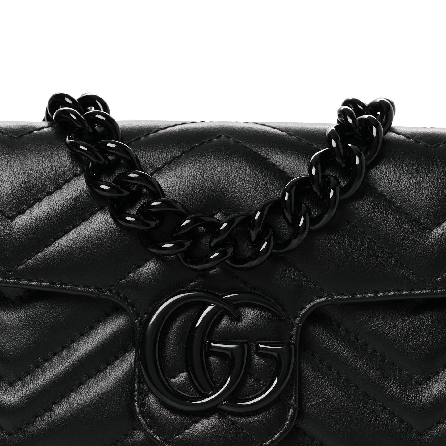 Calfskin Matelasse Monochrome GG Marmont Chain Belt Bag Black