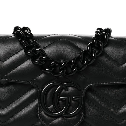 Calfskin Matelasse Monochrome GG Marmont Chain Belt Bag Black