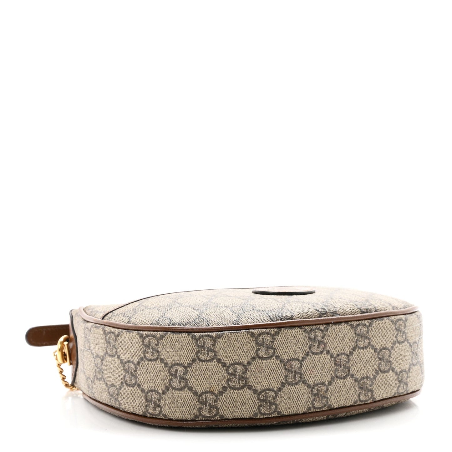 GG Supreme Monogram Azalea Calfskin Mini Retro Interlocking G Half Moon Bag Beige Ebony Brown Sugar