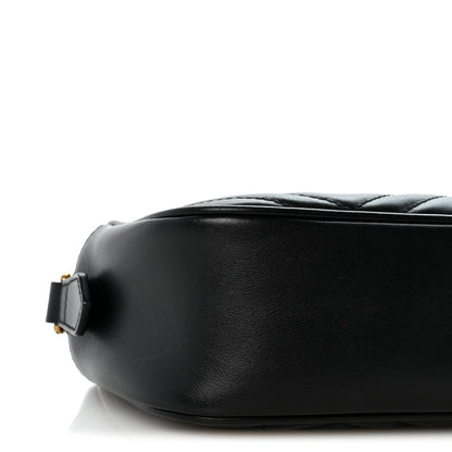 Calfskin Matelasse Small GG Marmont Chain Shoulder Bag Black