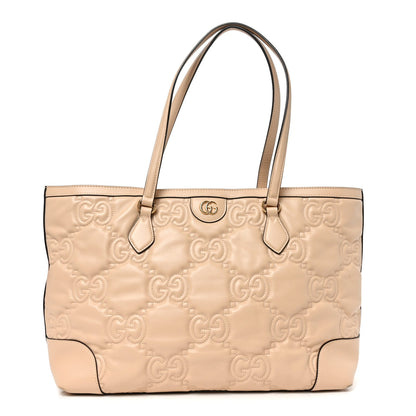 Calfskin GG Matelasse Medium Ophidia Shopping Tote Beige