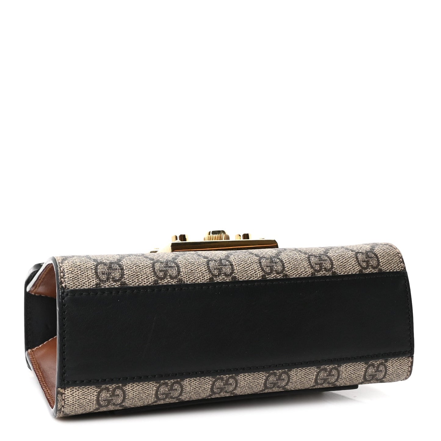 GG Supreme Monogram Calfskin Small Padlock Shoulder Bag Beige Black Cuir