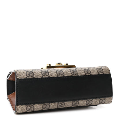 GG Supreme Monogram Calfskin Small Padlock Shoulder Bag Beige Black Cuir