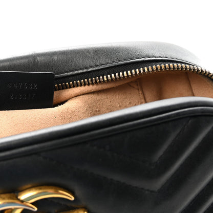 Calfskin Matelasse Small GG Marmont Chain Shoulder Bag Black