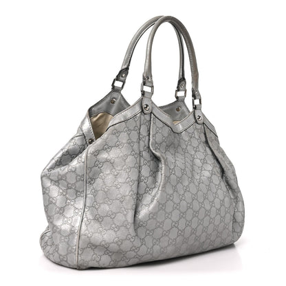 Guccissima Large Sukey Tote Silver
