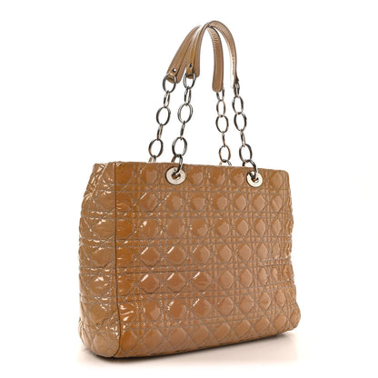 Patent Cannage Large Dior Soft Shopping Tote Beige