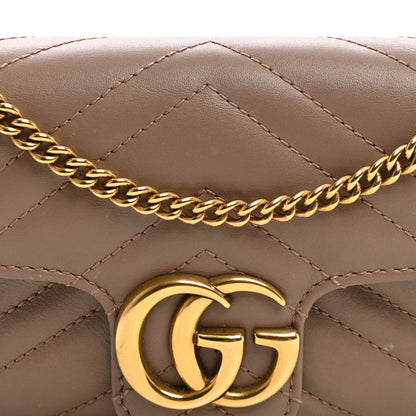 Calfskin Matelasse Super Mini GG Marmont Shoulder Bag Porcelain Rose