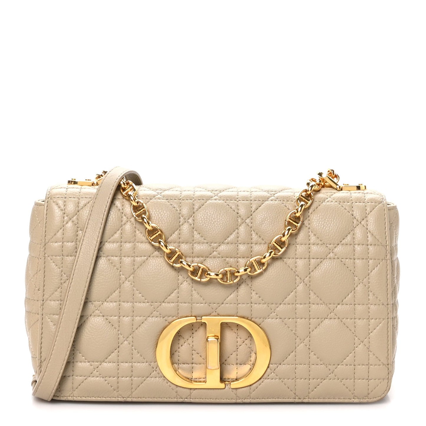 Supple Calfskin Cannage Medium Caro Bag Beige
