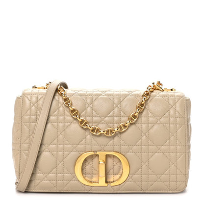 Supple Calfskin Cannage Medium Caro Bag Beige