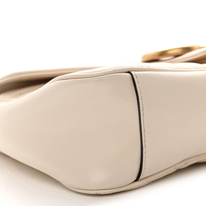 Calfskin Matelasse Small GG Marmont Shoulder Bag White