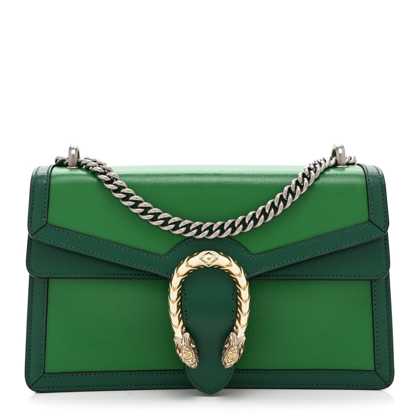Azalea Calfskin Enamel Small Dionysus Shoulder Bag New Shamarock Emerald Off White