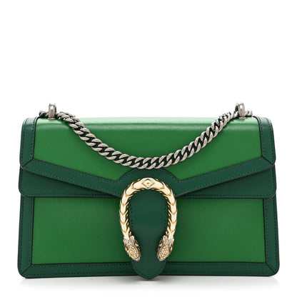 Azalea Calfskin Enamel Small Dionysus Shoulder Bag New Shamarock Emerald Off White