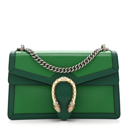 Azalea Calfskin Enamel Small Dionysus Shoulder Bag New Shamarock Emerald Off White