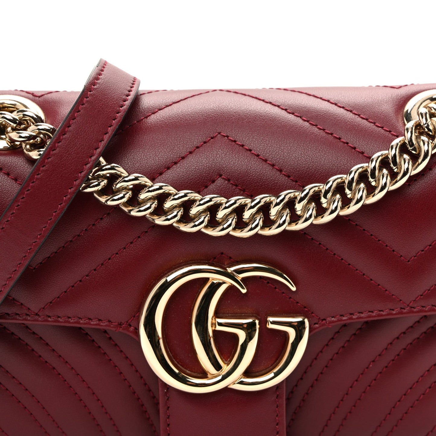 Calfskin Matelasse Mini GG Marmont Shoulder Bag Rosso Ancora