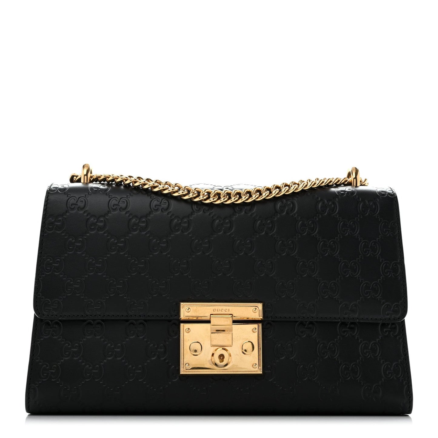 Guccissima Medium Padlock Shoulder Bag Black