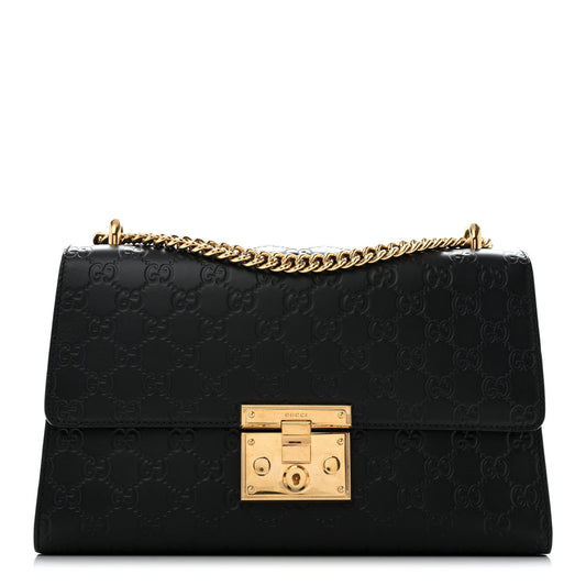 Guccissima Medium Padlock Shoulder Bag Black