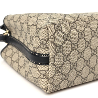 GG Supreme Monogram Emblem Mini Bucket Bag Beige Black