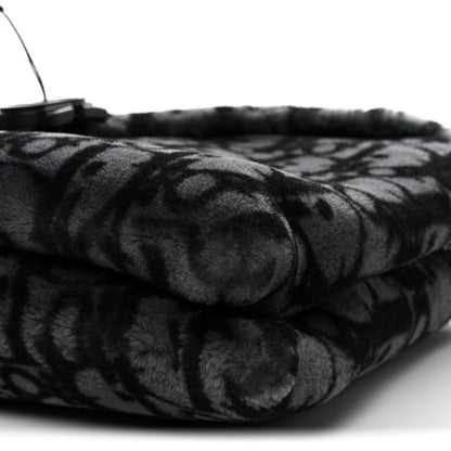 Oblique Mink Fur Saddle Soft Bag Dark Grey