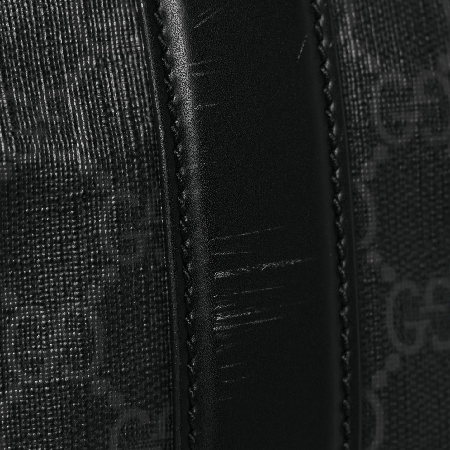 Soft GG Supreme Monogram Appia Calfskin Web Large Carry On Duffle Bag Black Grey