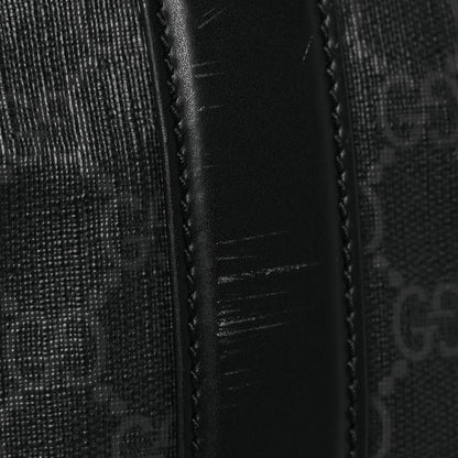 Soft GG Supreme Monogram Appia Calfskin Web Large Carry On Duffle Bag Black Grey
