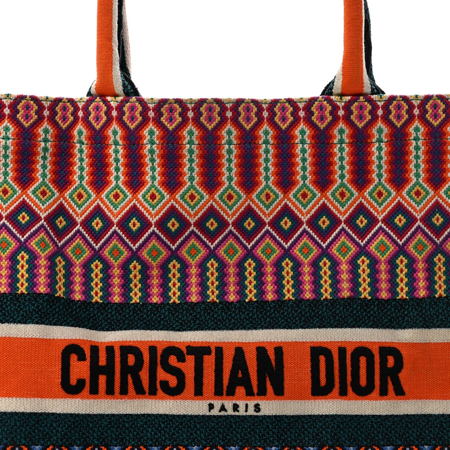 Canvas Embroidered Large Mexican Crafts Book Tote Orange Multicolor